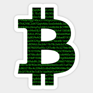 Bitcoin symbol BTC cryptography green computer code Sticker